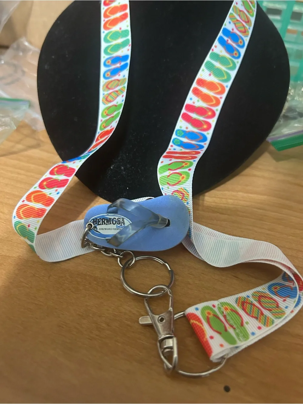 Colorful Flip-Flop Lanyard with Blue flip flop Charm